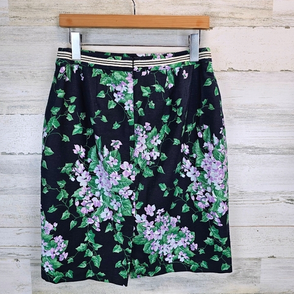 Talbots The Oprah Magazine Collection Floral Skirt Sz 12 Petite Navy Spring Chic - Picture 5 of 14